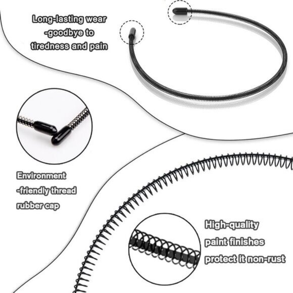 ⚡Men C-New 10pcs Metal Fashion Unisex Wavy Outdoor Simple Elastic Headband - Picture 9 of 9